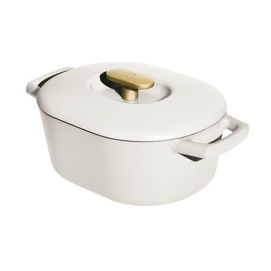 Generic Beautiful 6 Quart Enamel Dutch Oven, White Icing by Drew Barrymore, 456876