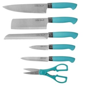 Generic Pioneer2 Woman Teal 11-Piece Stainless Steel Knife Block Set, Large