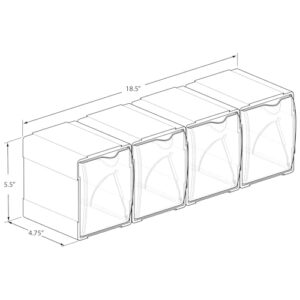 Azar Displays 300360-4PK Stackable Tilt Bin Counter Organizers, White (4-Pack)