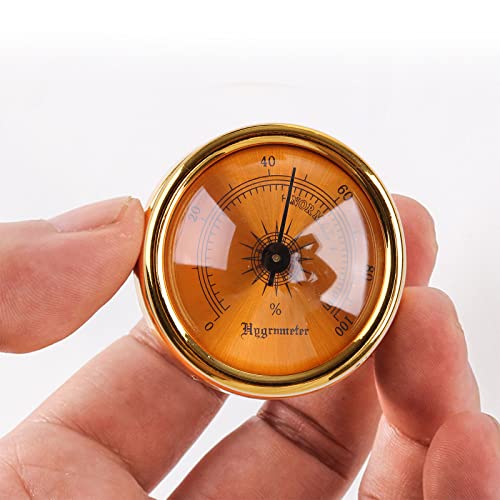 Analog Hygrometer Humidity Gauge & Glass Lens For Smoking Humidity Sensitive Gauge Round Gold