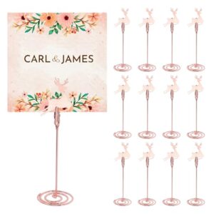 chgcraft 12pcs place card holders deer table number holders name card holders rose gold table number stands table photo picture holders for party weddings resturants