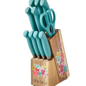 Generic Pioneer2 Woman Teal 11-Piece Stainless Steel Knife Block Set, Large