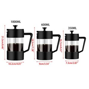 Btgghytr 350/600/1000ml Thickened Glass Espresso- Coffee Tea Maker Coffee Hand-Made Pot Frothed Milk Press