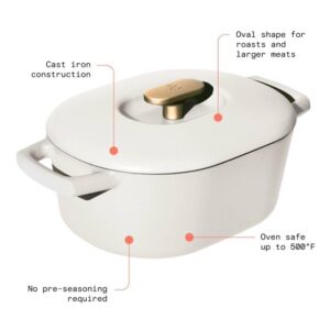 Generic Beautiful 6 Quart Enamel Dutch Oven, White Icing by Drew Barrymore, 456876