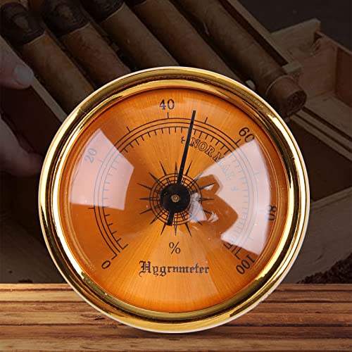 Analog Hygrometer Humidity Gauge & Glass Lens For Smoking Humidity Sensitive Gauge Round Gold