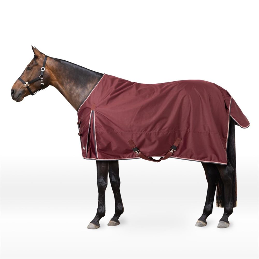 Horze Glasgow Light Weight Waterproof Combo Turnout Sheet with Neck Cover (No Fill) - Burgundy - 78 in