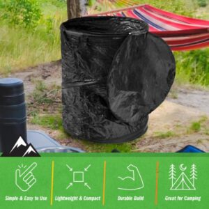 Wakeman Collapsible Trash Can - 44-Gallon Portable Garbage Can Outdoor Bin with Zippered Lid for RV, Camping, Parties, or Yard Waste (Black)