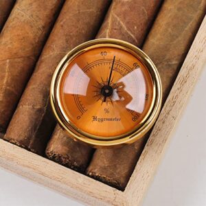 Analog Hygrometer Humidity Gauge & Glass Lens For Smoking Humidity Sensitive Gauge Round Gold