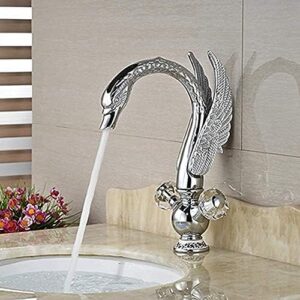 kitchen taps brass faucet tap chrome silver swan basin faucet deck mounted bathroom faucet hot and cold water mixer tap bath water faucet basin sink taps-chrome w cover plate,chrome,sink faucet