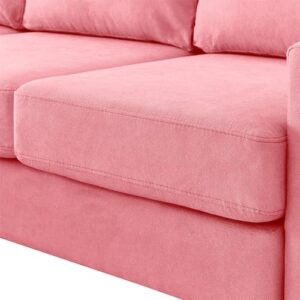 LOPOO Modern Upholstered Sectional Sofa Couch, L Shaped Couch with Storage, Reversible Ottoman Bench, 3 Seater for Living Room, Apartment, Compact Spaces, Soft Foam & Cotton Filling, Pink