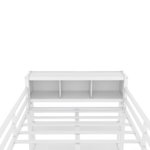 SOFTSEA Full Size Loft Bed with L Shaped Desk and Wardrobe, Heavy Duty Metal Loft Bed Frame with Storage Cubes and Shelves, Full Loft Bed for Kids Adults Bedroom, No Box Spring Needed, White