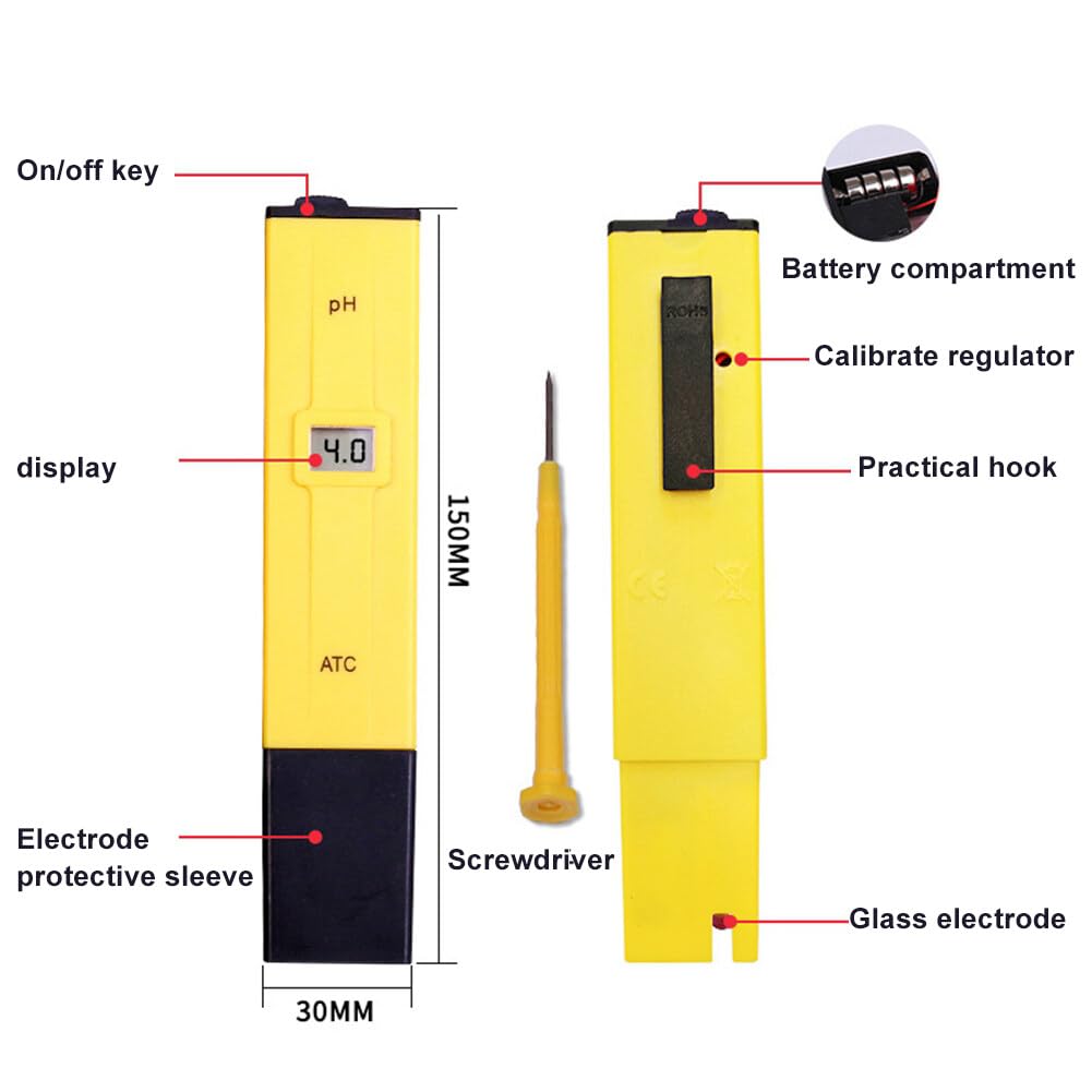 Digital PH Meter for Water, Water Quality Tester High Accuracy PH Reader PH Tester for Hydroponics, Household Drinking, Aquarium, Swimming Pool