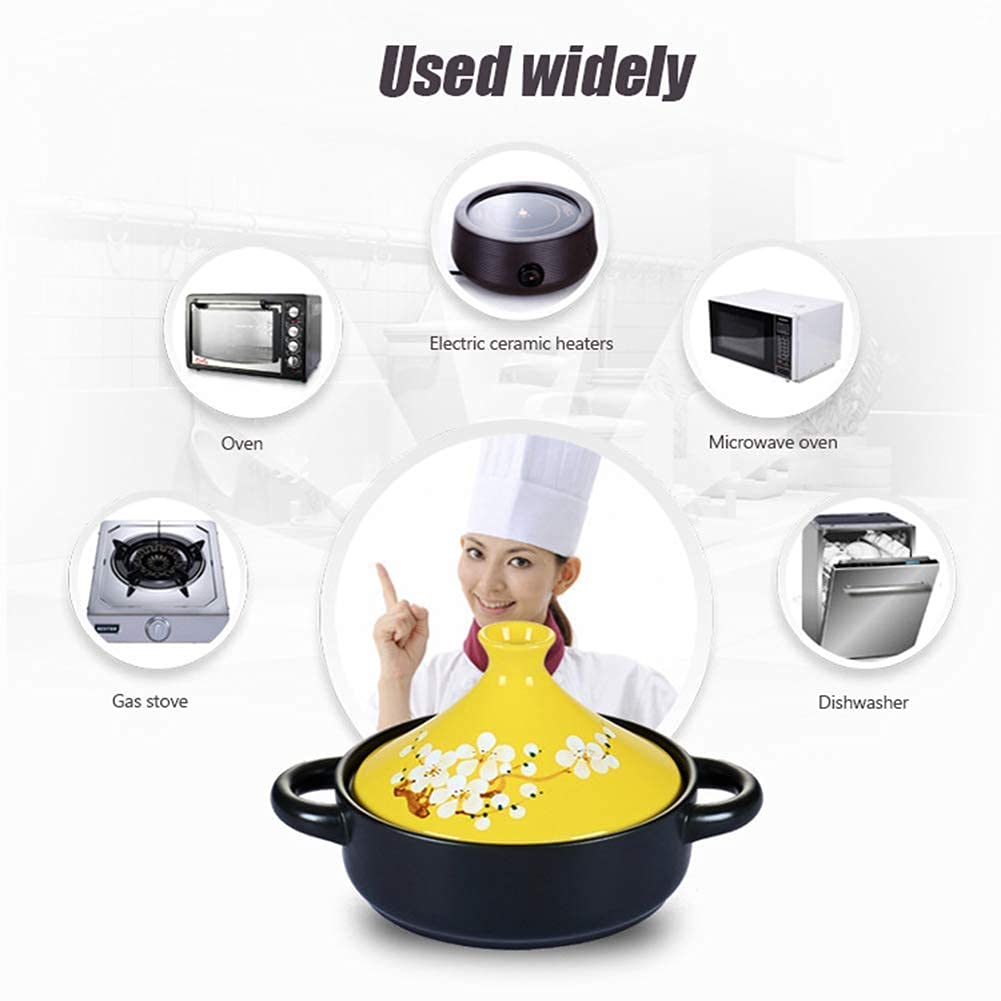 UWEREBFM Ceramic Cooking Pot Casserole Dishes with Lids Tagine Pot Cookware,20Cm Cooking Tagine Pot Casserole Pots with Lids Medium Simple Cooking Tagine Lead Free Cold and Heat R