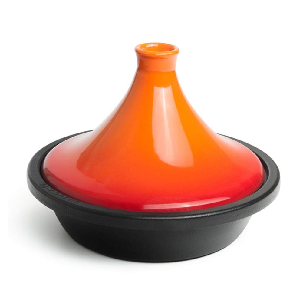 Casserole Dishes with Lids 10.6" Cast Iron Tagine Pot, Large Cooking Tagine, Tajine with Enameled Cast Iron Base and Cone-Shaped Lid with Anti-Hot Silicone Gloves Cassero