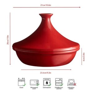 Casserole Dishes with Lids Large Lead Free Cooking Tagine, Ceramic Pots with Lid for Different Cooking Styles High Temperature Resistance Compatible with All Cooktops Cas