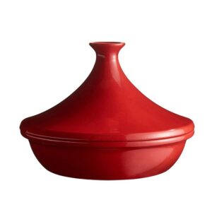 uwerebfm casserole dishes with lids large lead free cooking tagine, ceramic pots with lid for different cooking styles high temperature resistance compatible with all cooktops cas, red