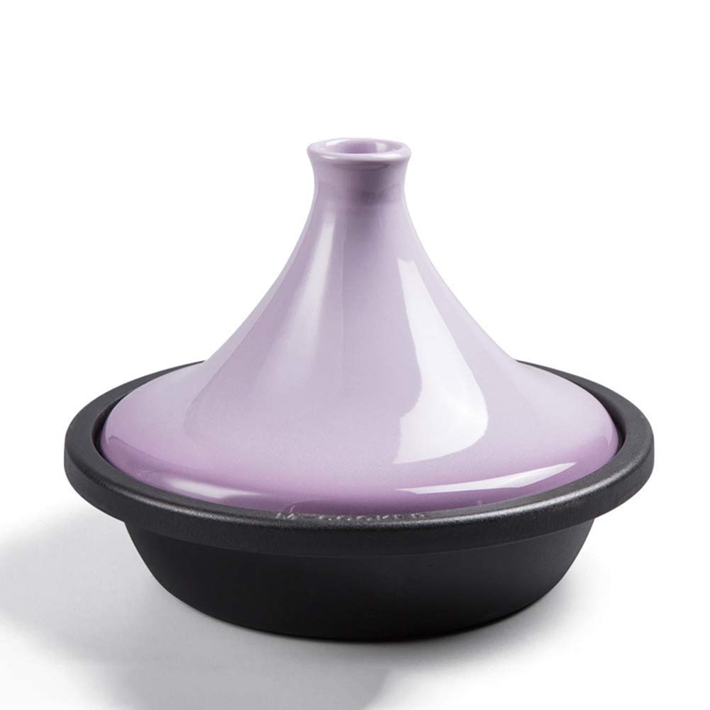 Casserole Dishes with Lids 10.6" Cast Iron Tagine Pot, Large Cooking Tagine, Tajine with Enameled Cast Iron Base and Cone-Shaped Lid with Anti-Hot Silicone Gloves Cassero