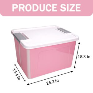 Paieshxi 123 Qt Large Pink Storage Bins with Lids, Collapsible Plastic Storage Containers Bins, Stackable Storage Bins Containers for Organizing, Waterproof Big Plastic Storage Box for Home Office