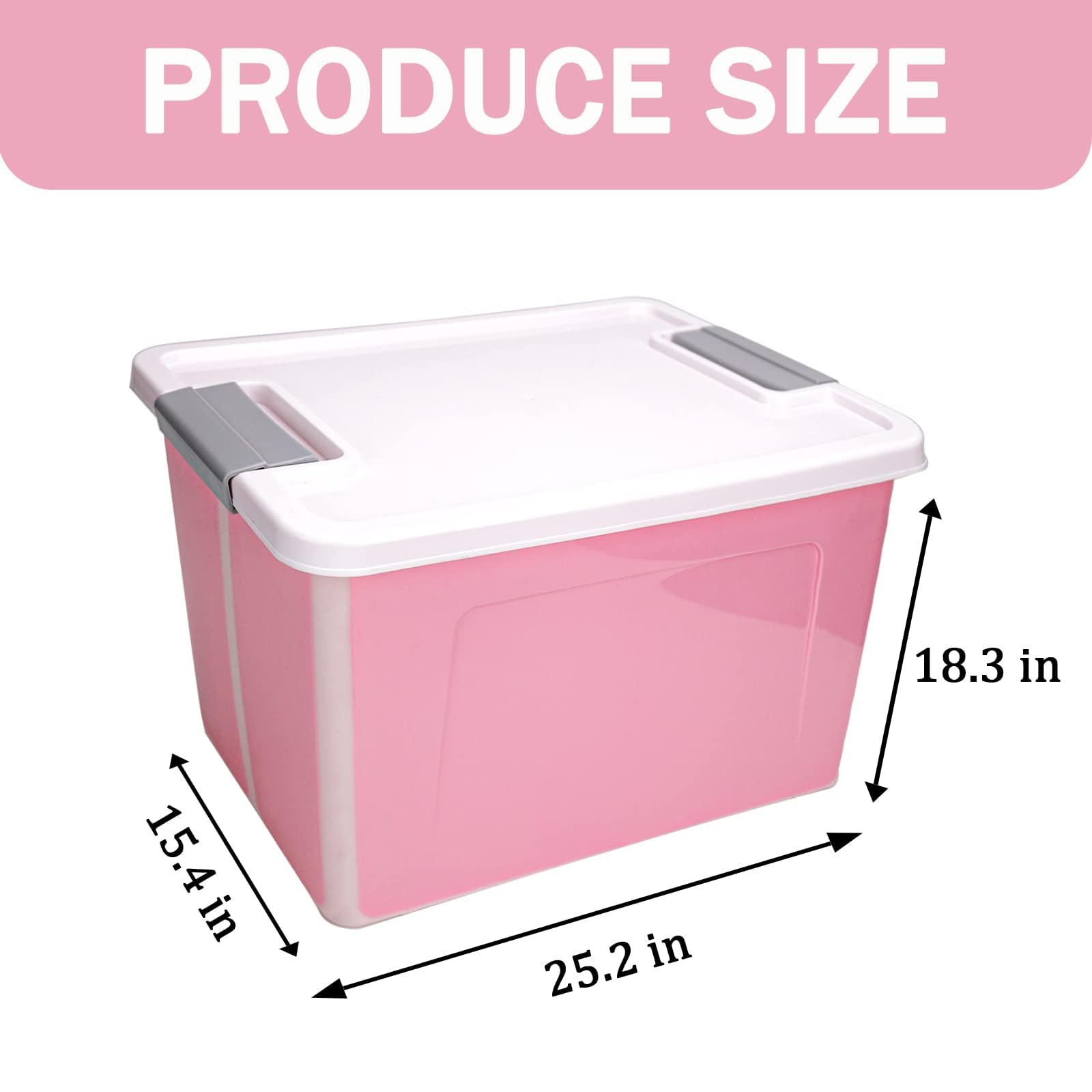 Paieshxi 123 Qt Large Pink Storage Bins with Lids, Collapsible Plastic Storage Containers Bins, Stackable Storage Bins Containers for Organizing, Waterproof Big Plastic Storage Box for Home Office