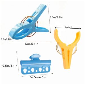 12Pcs Beach Towel Clips and 2Pcs Windproof Clothes Clips,Plastic Chair Clips Towel Holder Large Quilt Pegs Clamps