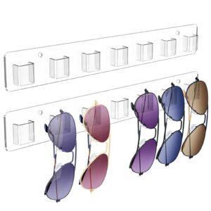 meaocer sunglasses organizer 2 pack, wall glasses holder, acrylic sunglasses display, eyeglass organizer for multiple glasses for office & home decor, unique gifts for husband, women & girls, clear