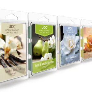 UCC Wax Melts, Premium Plant Based Natural Soy Scented Melts Cubes, Wax Melts Tarts, Colored Wax Melt - 4 Pack