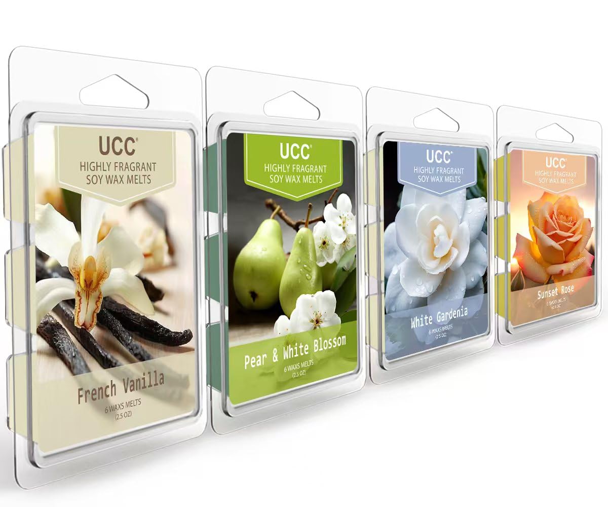 UCC Wax Melts, Premium Plant Based Natural Soy Scented Melts Cubes, Wax Melts Tarts, Colored Wax Melt - 4 Pack