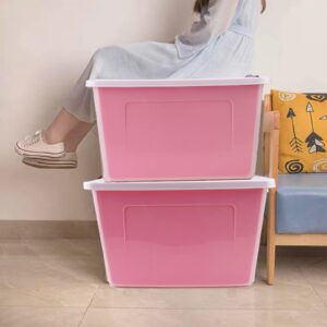 Paieshxi 123 Qt Large Pink Storage Bins with Lids, Collapsible Plastic Storage Containers Bins, Stackable Storage Bins Containers for Organizing, Waterproof Big Plastic Storage Box for Home Office