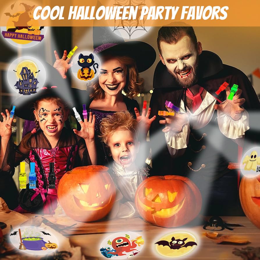 Halloween Party Favors for Kids, 40PCS Light Up Finger Lights Halloween Goodie Bag Fillers, Non Candy Halloween Treats Glow in The Dark Halloween Toys Bulk for Pinata Stuffers, Classroom Prizes Gifts