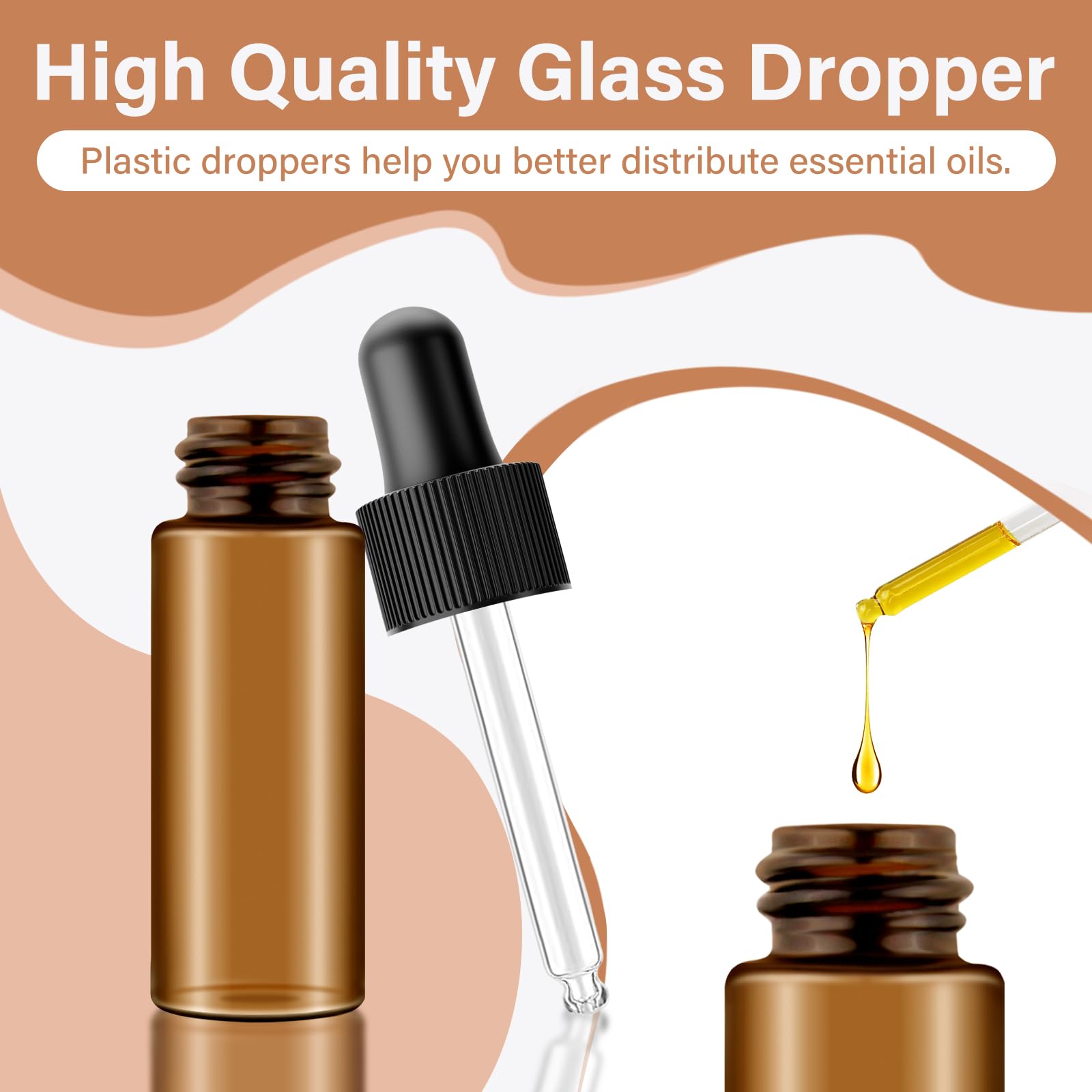 Oubest 30Pcs Mini Dropper Bottles 5ml Essential Oil Dropper Bottles with Dropper Leakproof Sample Dropper Bottles Amber Small Glass Dropper Bottles for Essential Oils Perfume Cosmetic Liquid