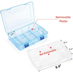 Covzoe 6 Pack Plastic Organizer Box with Adjustable Dividers, Double Layer Bead Organizer 8 Large Grids, Clear Tackle Storage Box Snackle Container for Art DIY Craft Jewelry Fishing