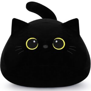 19'' black cat plush- giant black cat stuffed animal, large black cat plushie kawaii plushies with star eyes cat plush pillow, halloween black cat decor plush toys halloween plush gift for kids