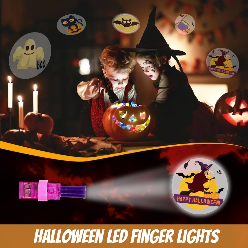 Halloween Party Favors for Kids, 40PCS Light Up Finger Lights Halloween Goodie Bag Fillers, Non Candy Halloween Treats Glow in The Dark Halloween Toys Bulk for Pinata Stuffers, Classroom Prizes Gifts