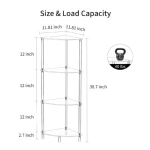 Bkemiy Clear Triangle Acrylic Side Table for Small Space, 11.81" L x 11.81" W x 38.7" H, 4-Tier Corner Shelf Stand End Table for Living Room Bedroom, Corner Display Rack Storage Shelf for Bathroom