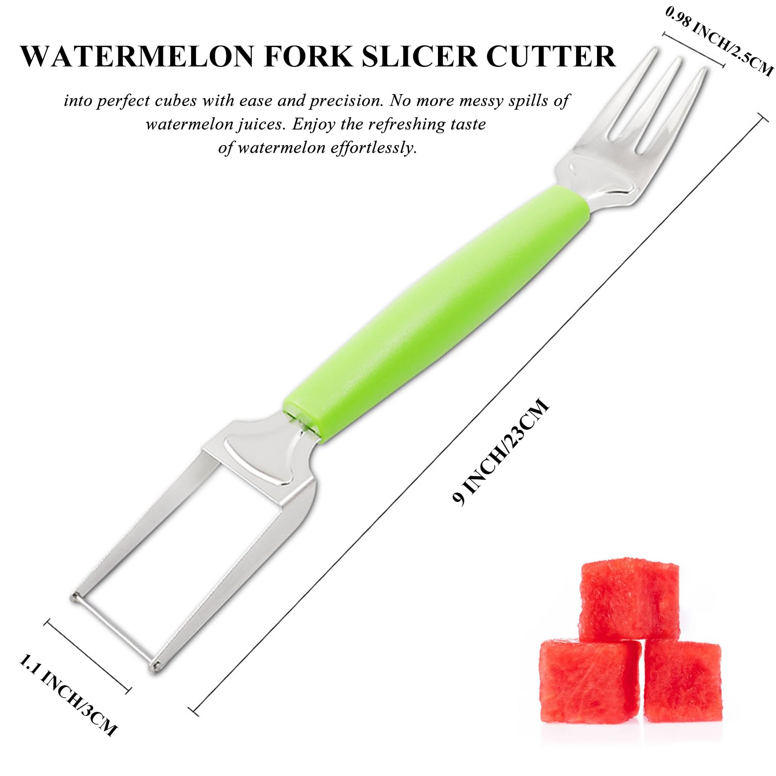 EKMBDLANCH Watermelon Cutter, Watermelon Fork Watermelon Cutter Slicer Tool Dual Head Fruit Forks Slicer, 2-in-1 Stainless Steel Fruit Cutter for Kitchen Party Gadget