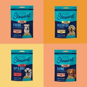 Stewart Freeze Dried Dog Food Topper, Healthy Gut, Chicken and Vegetable Recipe, 4 Ounce Pouch, Probiotics for Digestion