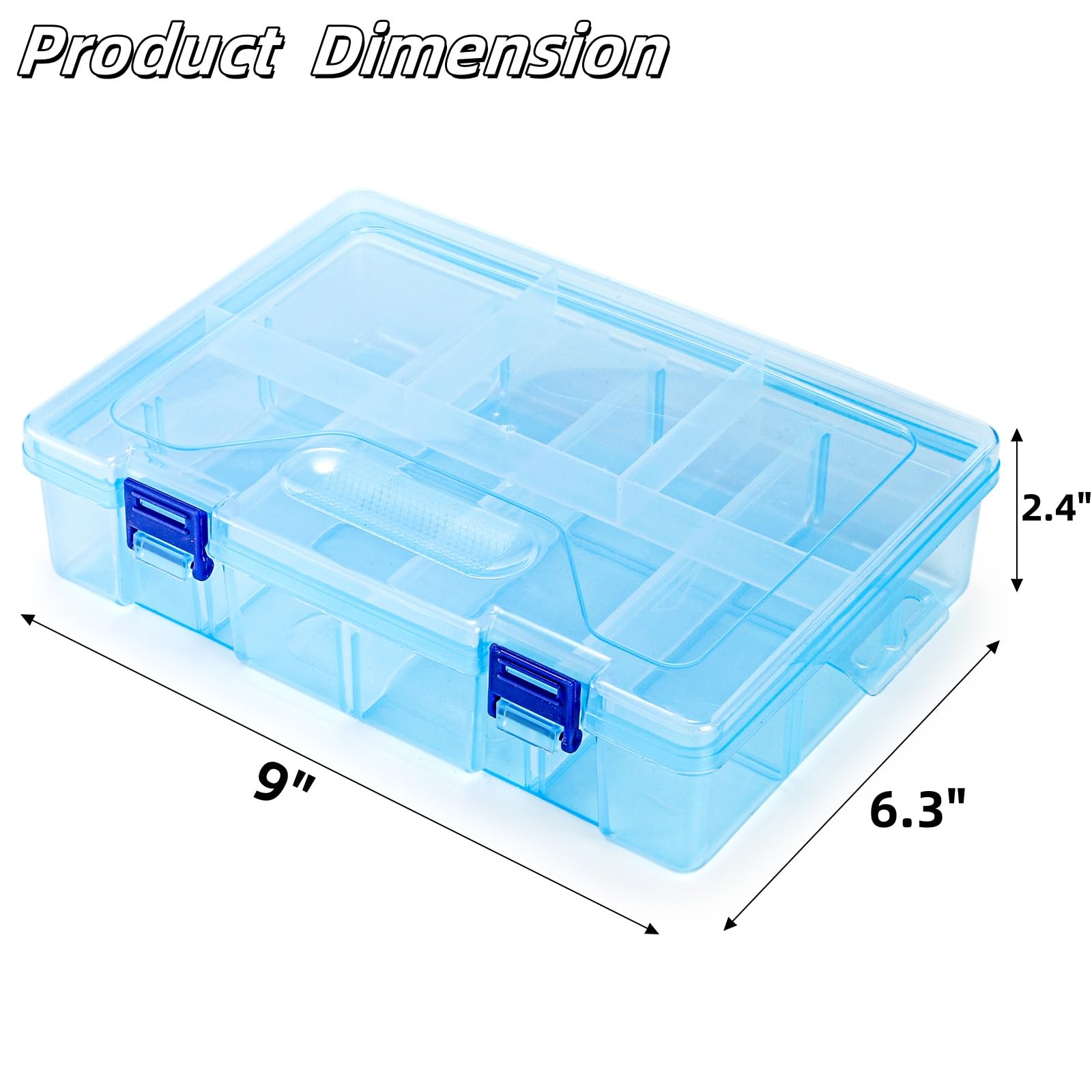 Covzoe 6 Pack Plastic Organizer Box with Adjustable Dividers, Double Layer Bead Organizer 8 Large Grids, Clear Tackle Storage Box Snackle Container for Art DIY Craft Jewelry Fishing