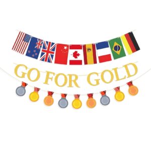 go for gold banner, kskspe championship trophy banner for sports competition sports themed party decorations, hanging banner streamer backdrop decor for sports party sports supplies