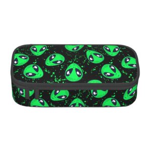 GVGOAGL Funny Green Alien Pencil Case Organizer Big Capacity Pencil Pouch Stationery With Zipper School Supplies Pencil Bag For Girls Boys Office