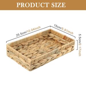 Grass Weaving Tray 25.5x15x5.5cm,Hand-Woven Storage Baskets,Rectangular Grass Storage Bins, Water Hyacinth Wicker Baskets,Woven Serving Tray for Bathroom, Bedroom, Kitchen