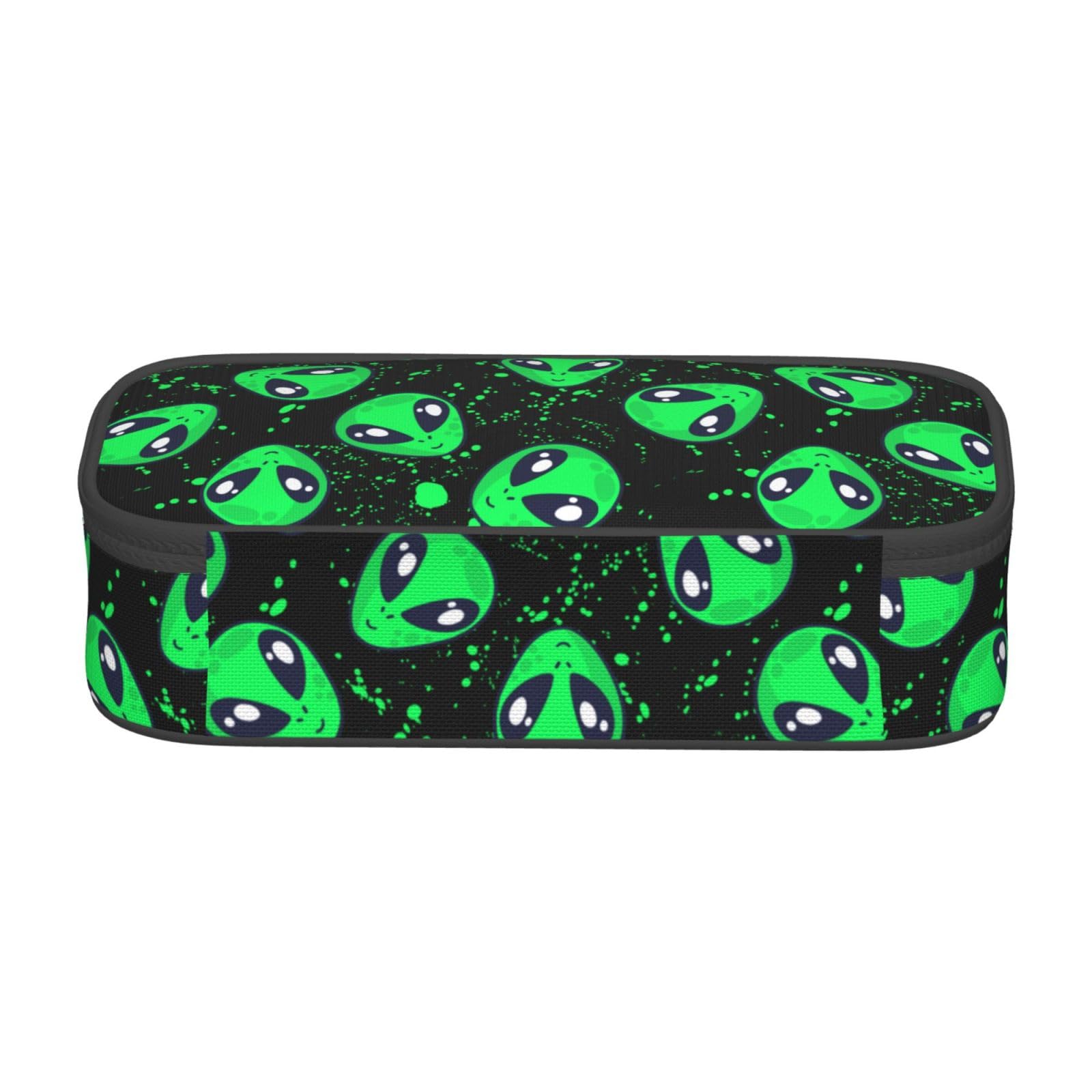 GVGOAGL Funny Green Alien Pencil Case Organizer Big Capacity Pencil Pouch Stationery With Zipper School Supplies Pencil Bag For Girls Boys Office