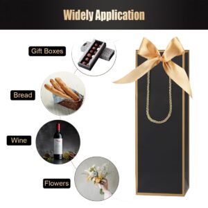 ZJHiome 6 Pack Wine Gift Bags with Tissue Paper Wine Bottle Paper Bags with Bow Ribbon for Wedding Birthday Christmas Retirement Party Supplies (Black)