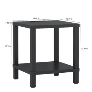 HHETOGOL End Table with Charging Station, 20 Inch Square Side Table with USB Ports & Power Outlets, No Tools Required to Assemble, for Living Room, Bedroom, Stable Frame, Black XXCTG04BE