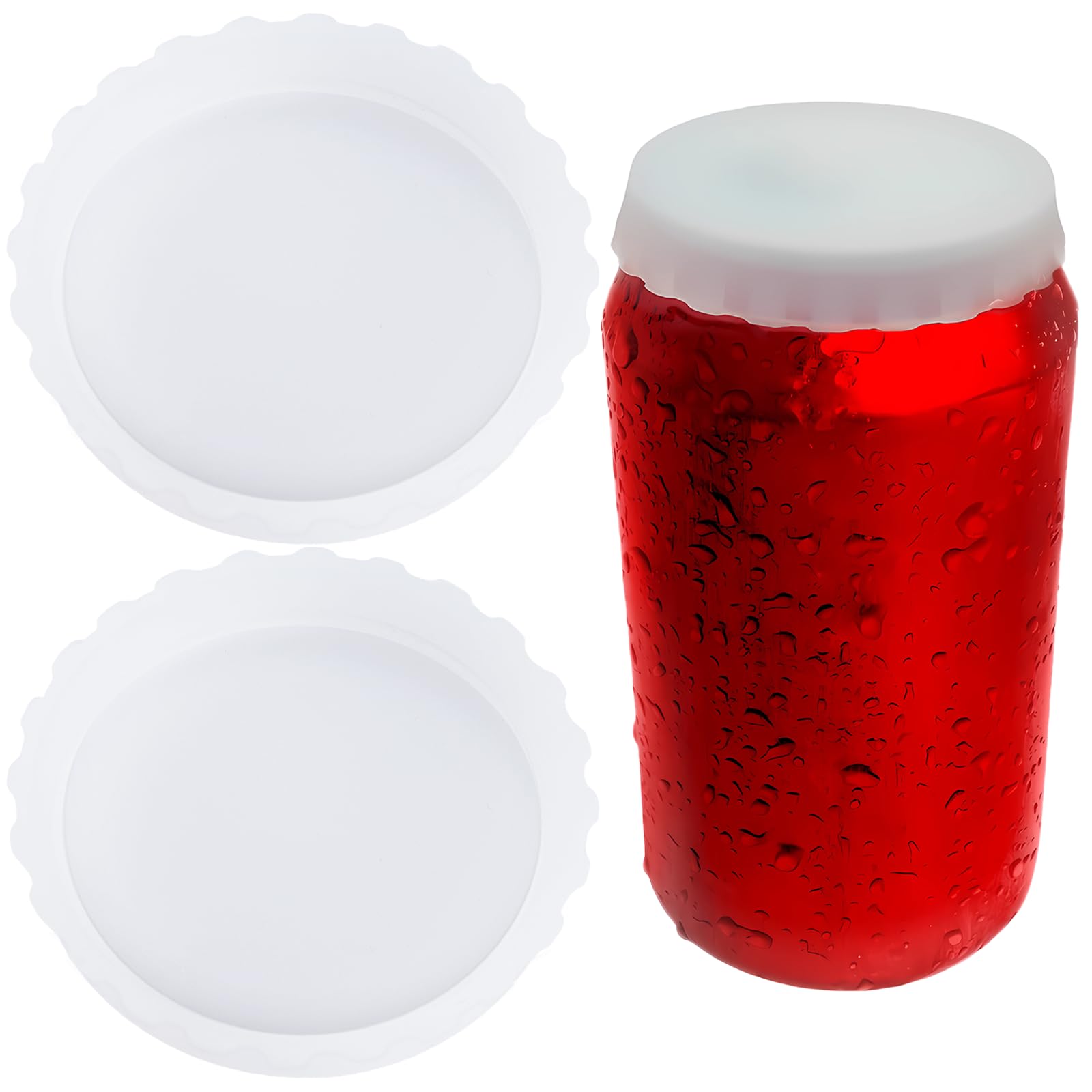 2 Pack Soda Can Lids, BPA-Free, Transparent Silicone Lids, Washable Can Covers for Soda, Reusable Soda Can Covers Lids, Can Stopper, Protector for Soda, Beer, Juice, Coke, Beverage, Fits Standard Can