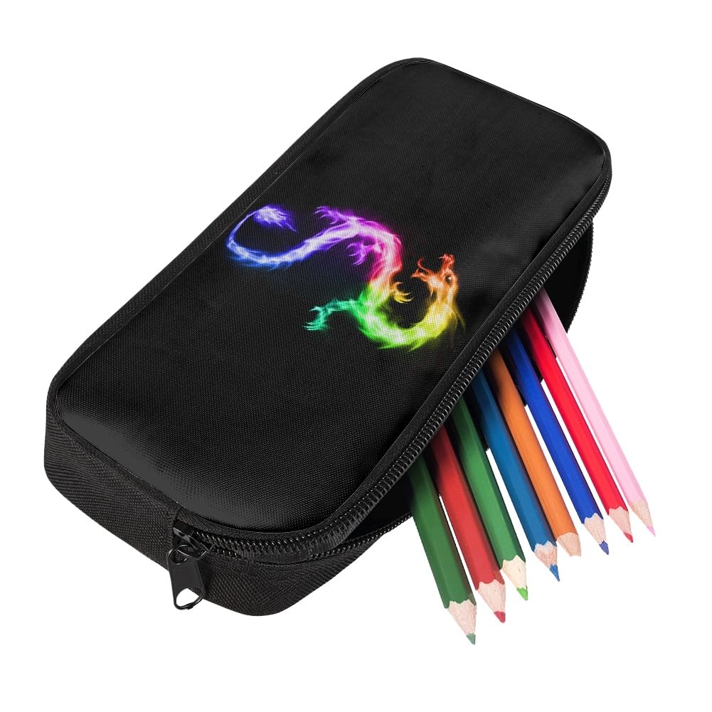 Ouhene Rainbow Dragon Pencil Case for Men Women,Large Capacity Pencil Box for Boys Girls,Pencil Case Pouch with Zipper for School Work Travel