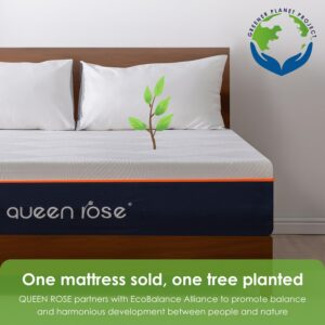 QUEEN ROSE Queen Mattress, 12 Inch Queen Memory Foam Mattress for Pressure Relief, Medium Firm Cooling Queen Size Mattress in a Box, CertiPUR-US Certified