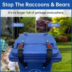 KOMOHOM Bear Proof Trash Can Lid Lock, Garbage Can Locks for Animals, Trash Can Straps for Raccoons, Raccoon Proof Garbage Can Lock Bear Trash Can Lock Bear Straps for Garbage Can