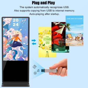 50 Inch Digital Signage Kiosk Non-touchscreen,1GB+8GB Android 10, Floor Standing Lcd Digital Signage, Commercial Interactive Advertising Display Screen, Digital Signage with Auto Media Player