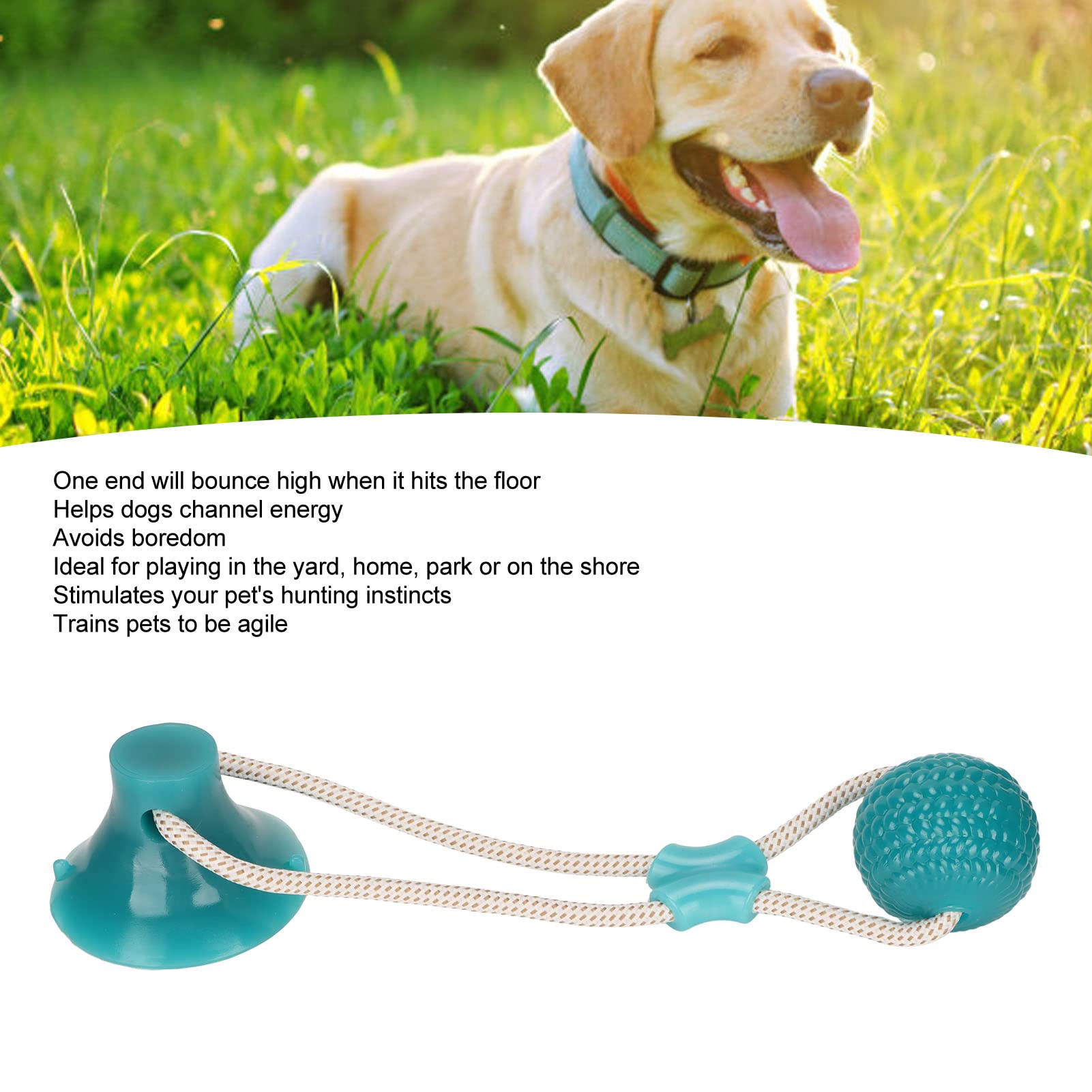 JOROBURO Suction Cup Dog Tug Toy, Teeth Cleaning Chewing Interactive Puppy Pull Toy for Yard Home, Rope Dog Toys Interactive Dog Toys for Small Medium Dogs(Green Ball Shape)