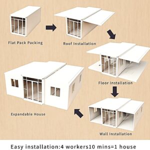 Generic Prime Manor 20 FT Luxury Easy to Assemble 2 Bedroom Modular Home with1Fully Equiped Bathroom and Kitchen Prefabricated Foldable/Expandable Mobile Home with Steel Frame, Wood Grained, Pwch1